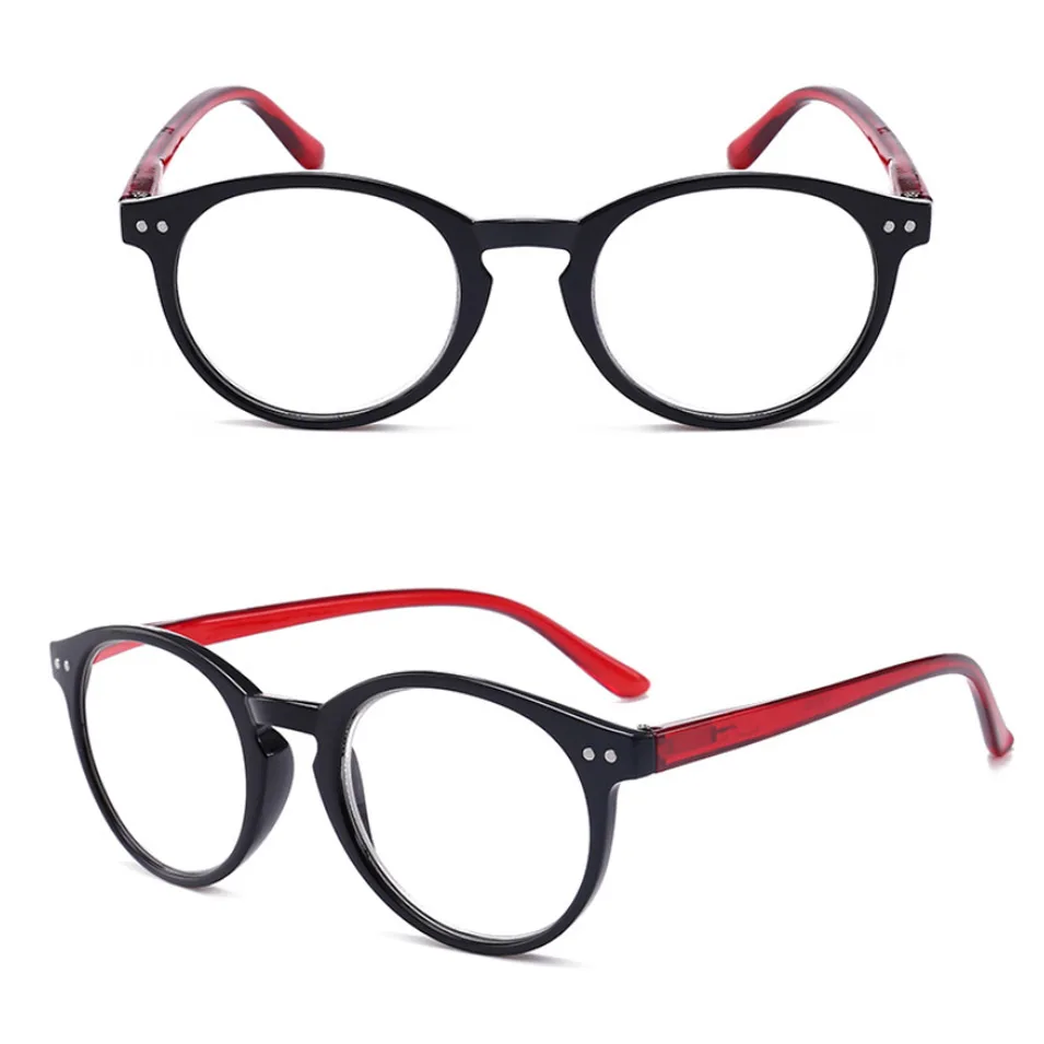 Ретро Круглые очки для чтения женщин и мужчин круглые резиновые очки молодой стиль дизайн квадратная рамка пресбиопические очки 1 1,5 2 2,5 3 3,5 4 - Цвет оправы: Red