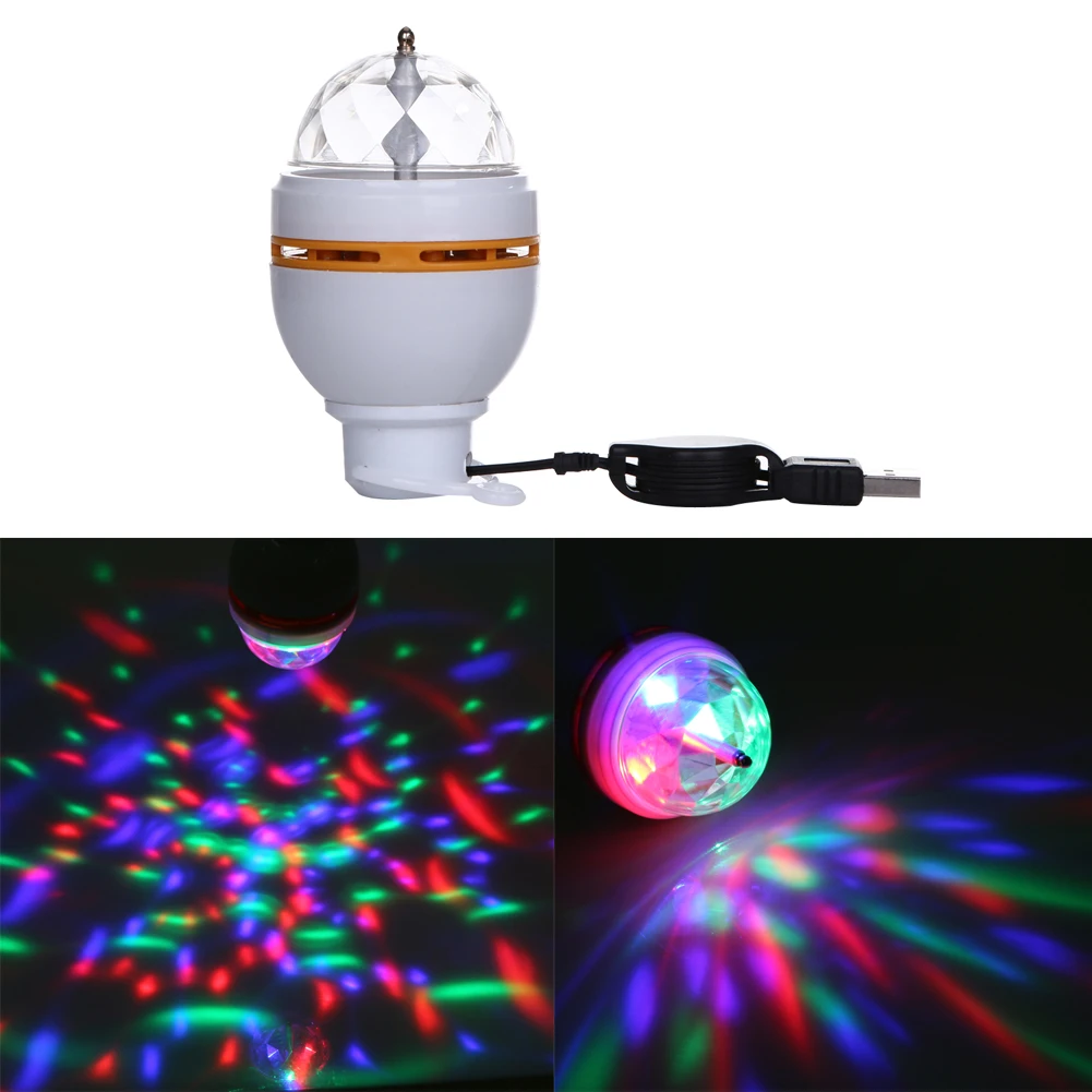 

Disco Ball Mini 3W RGB LED Crystal Magic Rotating Ball Stage Effect Lighting Lamp USB Party Club DJ Disco Effect Light Bar Light