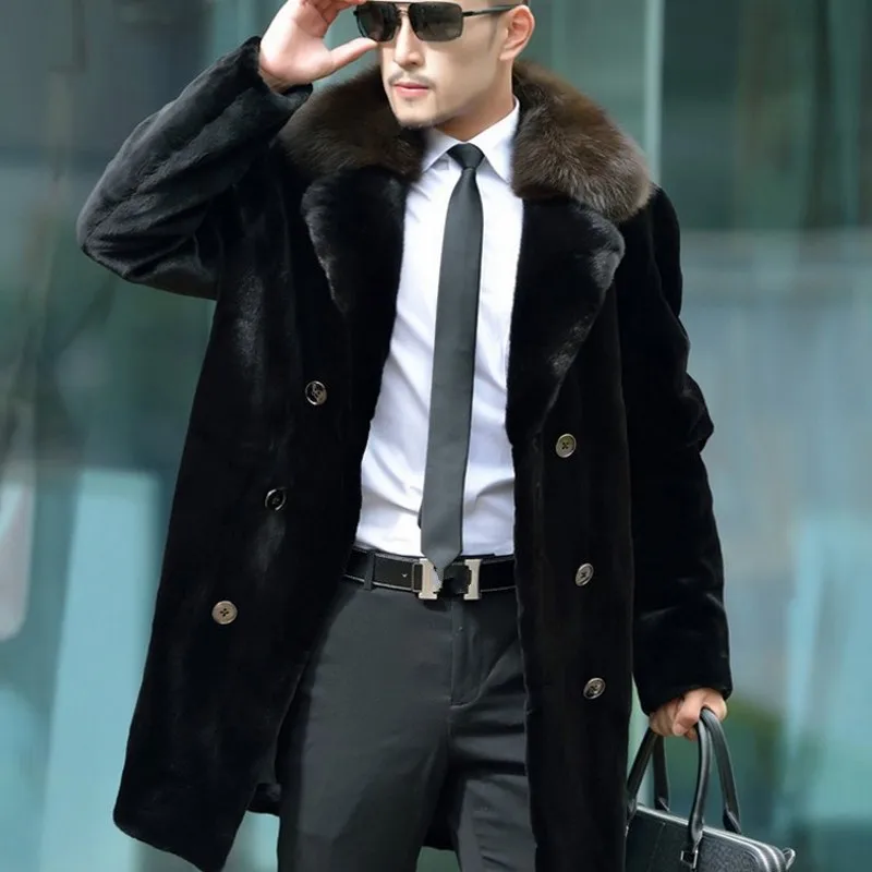 Doppio Petto Collo Di Pelliccia Del Faux Mens Cappotto Di Pelliccia Uomo D Affari Cappotto Piu Il Formato S 6xl Sobretudo Masculino Invernali Di Spessore Cappotti Caldi Giacche In Pelle Sintetica Aliexpress