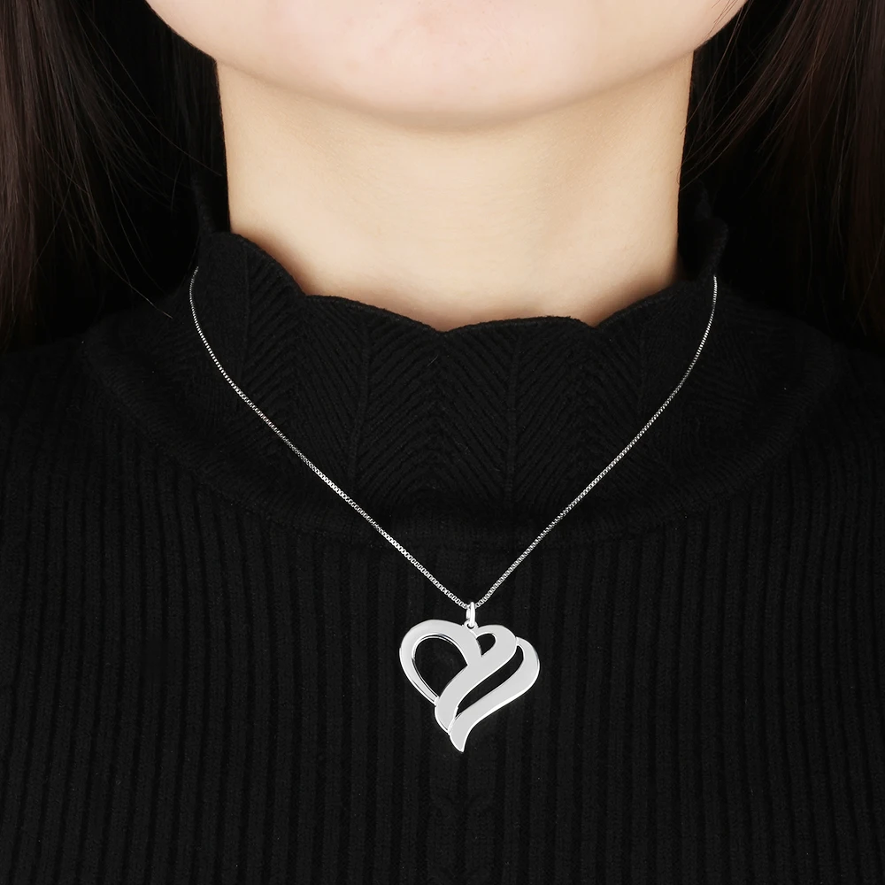 Ожерелье из серебра с гравировкой имени в форме сердца|necklace silver necklace|925 sterling