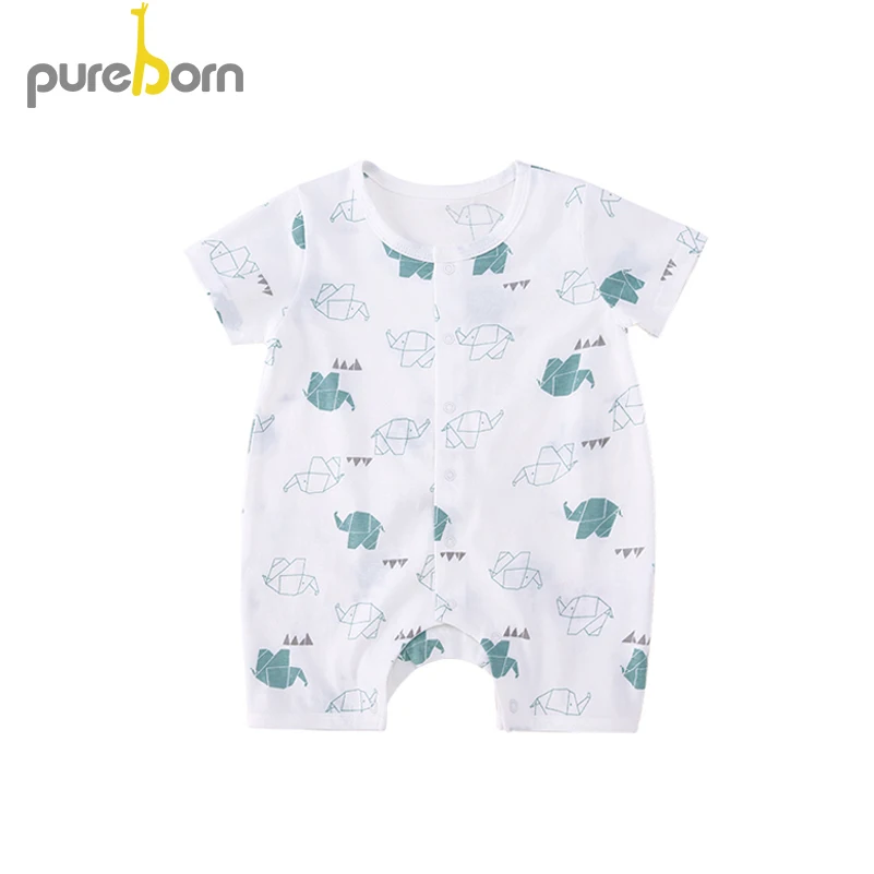 

Pureborn Baby Girls Summer Clothes Baby Rompers Clothing Newborns Printed Cartoon Short Sleeve Cotton Boys Overalls Costume