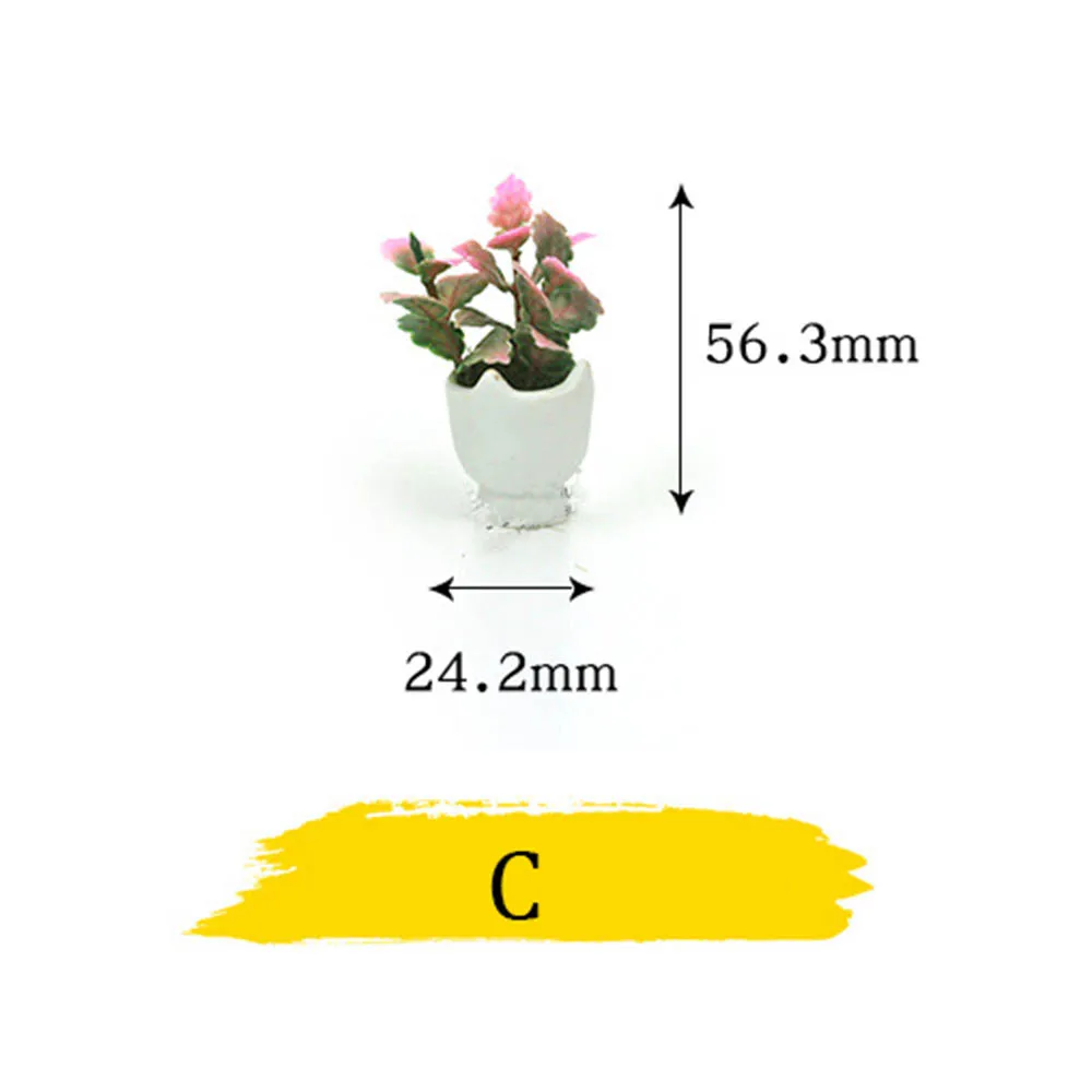 1/12 кукольный домик Миниатюрные аксессуары маленькое растение в горшке Моделирование Цветок модель игрушка украшение для кукольного домика - Цвет: C