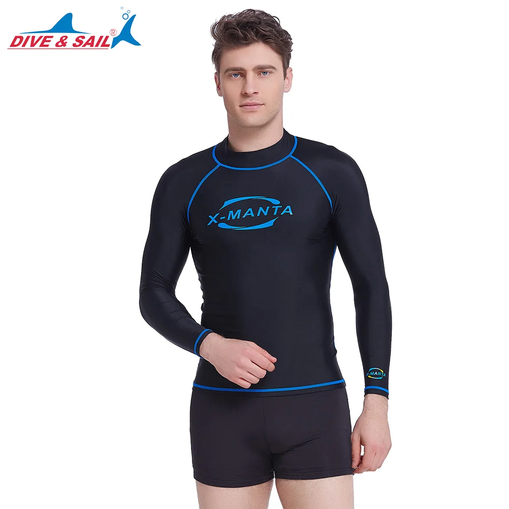 DIVE&SAIL Men Rash Guard Surfing Diving Suits Swimwear Long Sleeved