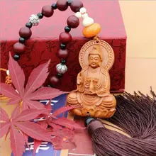 1 шт. Jujube резьба по дереву красный автомобиль подвесной кулон китайский Будда Куан йин статуя скульптура украшение дома ремесла QDD9215