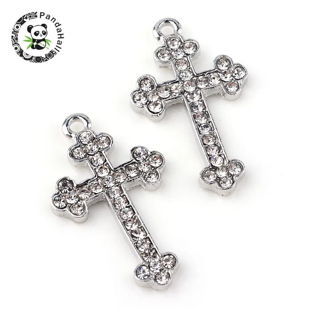

alloy rhinestone pendants, cross, Metal, 26x15x2mm, hole: 1.5mm