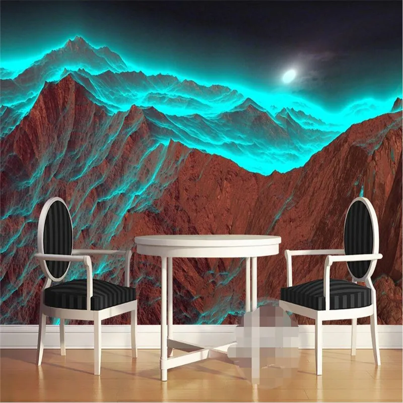 

custom photo wall mural 3d wallpaper Luxury Quality HD Night mountain irradiation strange green nature 3d large wallpaper