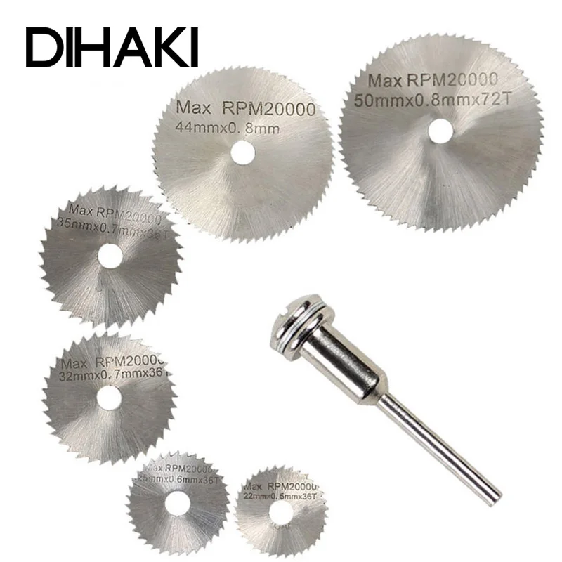 【UK】7Pcs Wheel Cutting Blades 22-50mm HSS Saw Disc For Dremel Drills Rotary Tool 