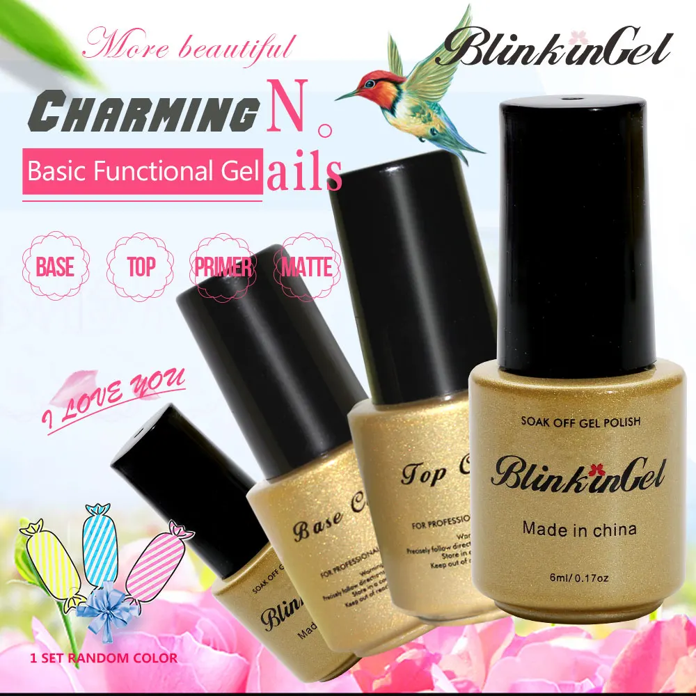 

BlinkinGel 4pcs/set Multi-Use Top & Base Coat Primer and Top Gel Nail Polish Matte Top Coat Nail Polish of Mineral