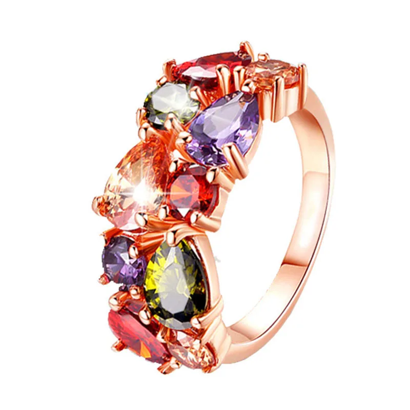 

2019 New Fashion Rainbow Colorful Rings Eternity for Women Classic Wedding & Engagement Band Handmade Female Fashion Jewelry