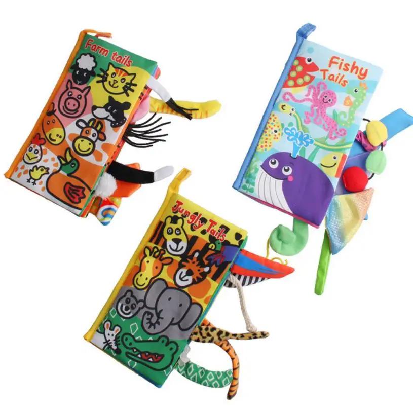 

100% Brand New Kids Cute Animal Tails Baby Book Toy Development Cloth Education Books 2018