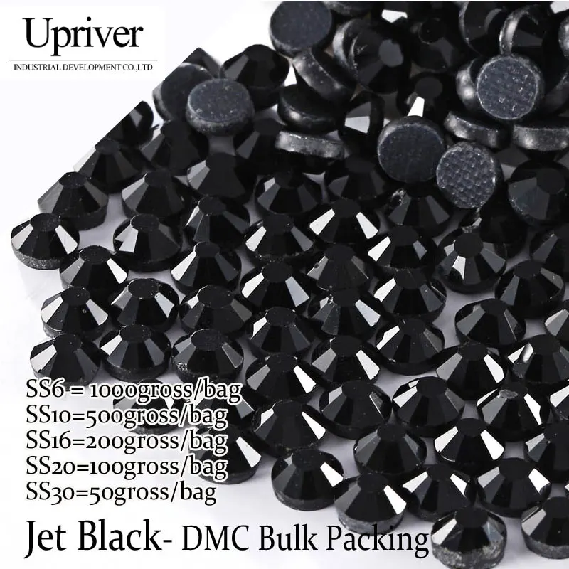 

Upriver Wholesale Large Bulk Packing High Quality Shiny Stones Size SS6 SS10 SS16 SS20 SS30 Jet Black Hotfix Rhinestones