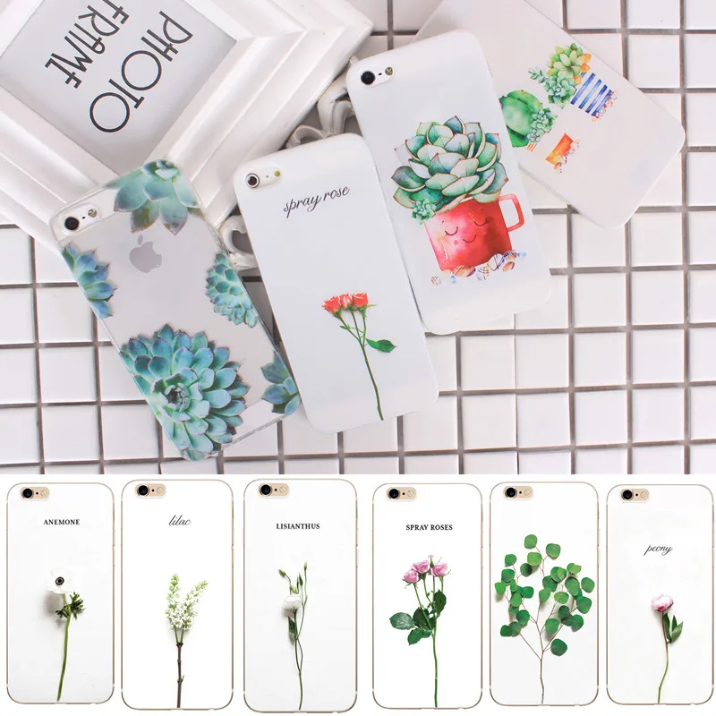 

3d Relief Case For iPhone 5 5s SE 6 8 plus 7 Plus Cases Cute Plant Leaf Flower Ultra Thin Soft TPU Cover For iPhone 6s Case Capa