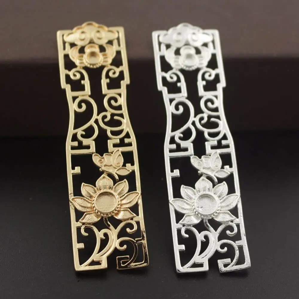 

Retro Filigree Flower Charms Metal Embellishment Stamping High Quality Silver Gold Color DIY Phoenix Coronet Jewelry Accessories