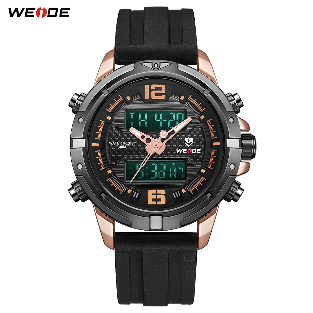 

WEIDE 3ATM Waterproof Men Sports Military Alarm Calendar Repeater Auto Date Back Light Japan Quartz Movement Wristwatches Clock