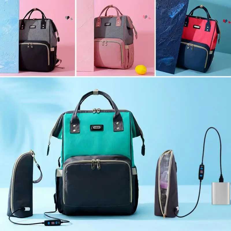 

Fashion Mommy Maternity Nappy Backpack with USB Milk Heating Bag Large Capacity Baby Bag Outdoor Travel Diaper Nursing Bag#11
