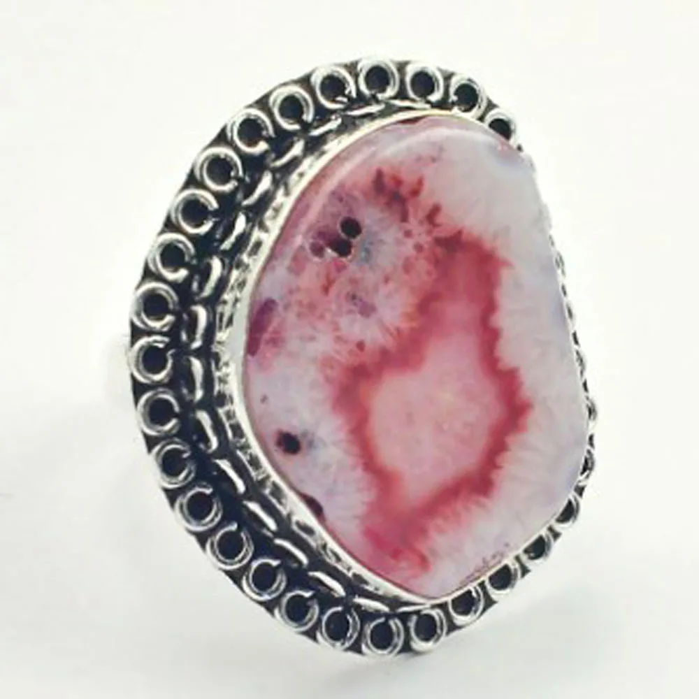 

Solar Quarts Ring Silver Overlay over Copper, USA Size 7.5 , R3576