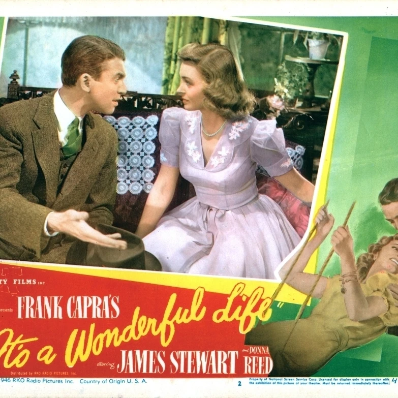 It'S A Wonderful Life Us Lobbycard From Left: James Stewart Donna Reed 1946 Movie Poster Masterprint (14 x 11)