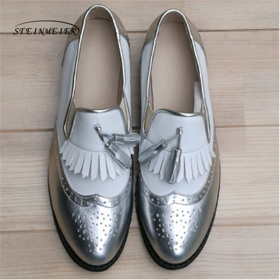 Броги женские из натуральной кожи оксфорды с бахромой винтажные повседневные