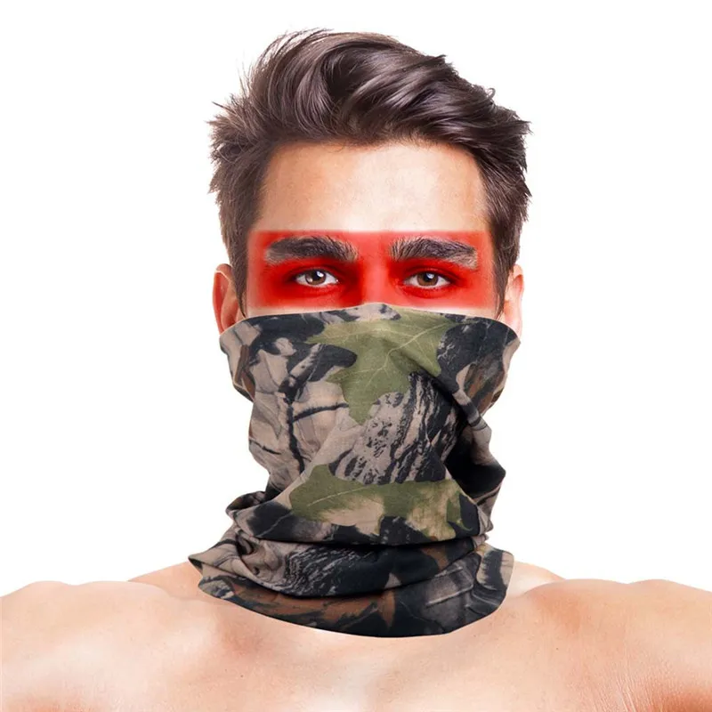 Носовые платки с 3D-принтом в виде листьев, головной шарф, полиэстер, камуфляжная маска для лица в стиле милитари, грелка для шеи, женские аксессуары для волос