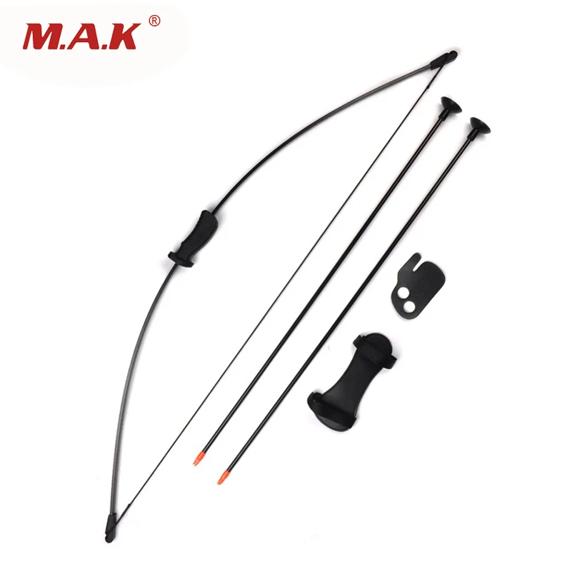 1pc 20 lbs Black Traditional Game Bow set with 2 Chuck Arrows and Finger protector for Children Archery Training Shooting Games