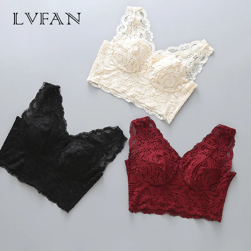 

LVFAN Autumn New Lace Wrapped Chest Bra Silk Straps Tube Top Women's Silk Leak-Proof Point Bra Large Size Seamless Underwear