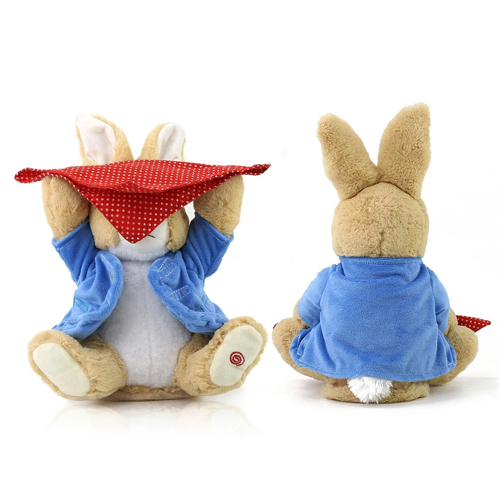 Peek a Boo Toys Peter Rabbit Play Hide Seek Lovely Cartoon Stuffed Kids Birthday Gift Cute Electric Music Rabbit Plush Toy 30cm