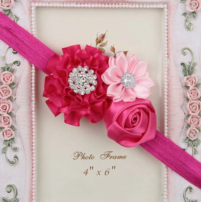 Nishine Модный цветочный ободок с розами, стразы, кнопки, Детские аксессуары для волос, детские головные уборы ручной работы, подарок для девочек