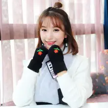 Осенне-зимняя обувь для женщин с мягкой сетчатой тканью с открытыми пальцами женские зимние перчатки для девочек с вышитым цветочным рисунком перчатки для вождения Перчатки R174