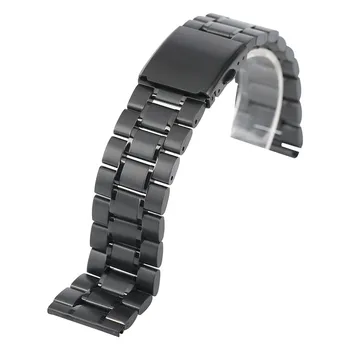 

High Quality Adjustable Black Sliver Stainless Steel Bracelet Claasp Watch Band 22 MM Watch Replacement