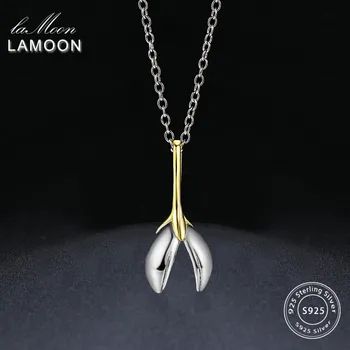 

LAMOON 2017 New Two Colors Magnolia Denudate Flower S925 Chain Pendant Necklace 925-Sterling-Silver Jewelry for Women LMNY029