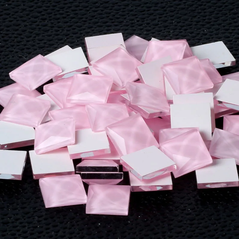 100 шт. квадрат 10*10 мм Flatback клей на Стекло Стразы желе Цвет Белый Rhinestone DIY аксессуары для обуви сумки - Цвет: Light Pink