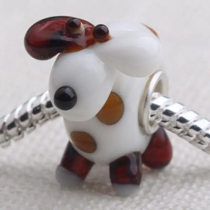 10pcs/Lot Fashion Animal Handwork Lampwork Glass Big hole Silver Core Beads Fit European Charms Bracelet DIY Jewelry Gift GSB31 | Украшения
