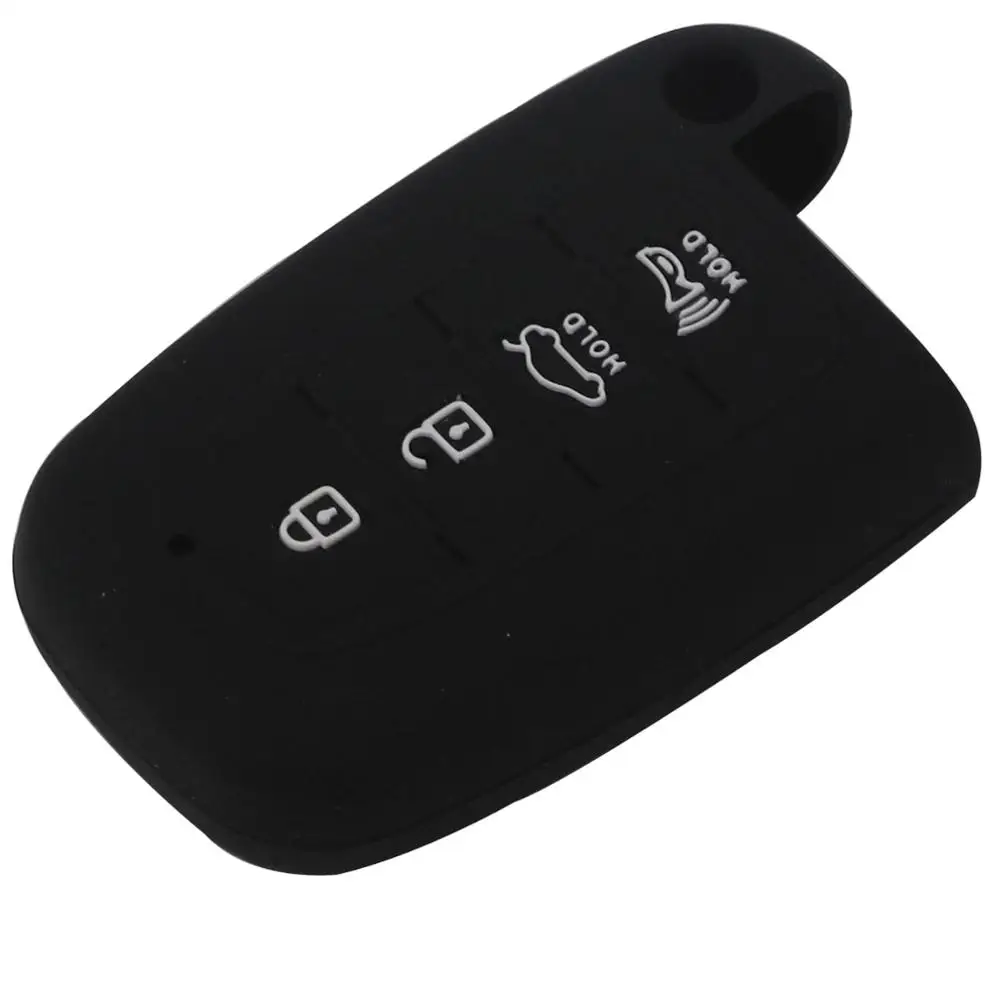 Jingyuqin 4 кнопки силиконовый чехол для ключей для HYUNDAI Elantra Sonata Veloster для Kia Soul Sportage автомобильный пульт дистанционного управления смарт-брелок крышка - Название цвета: Черный