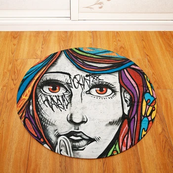 

Oil Painting Character Round Tapete For Living Room Bedroom Home Decor Carpet Rug Children Kids Soft Play Mat