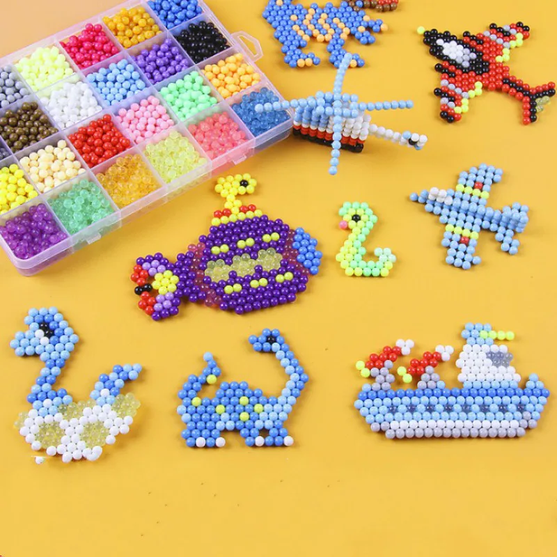 

Colorful Water stick bead DIY Magic Beads Ball Aqua Pegboard Pixels Jigsaw 3D Puzzle Educational toy For Children Birthday Gift