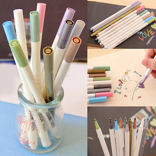 

Useful 10 Pcs Metallic Color Marker Pens Set for Card Making DIY Photo Album