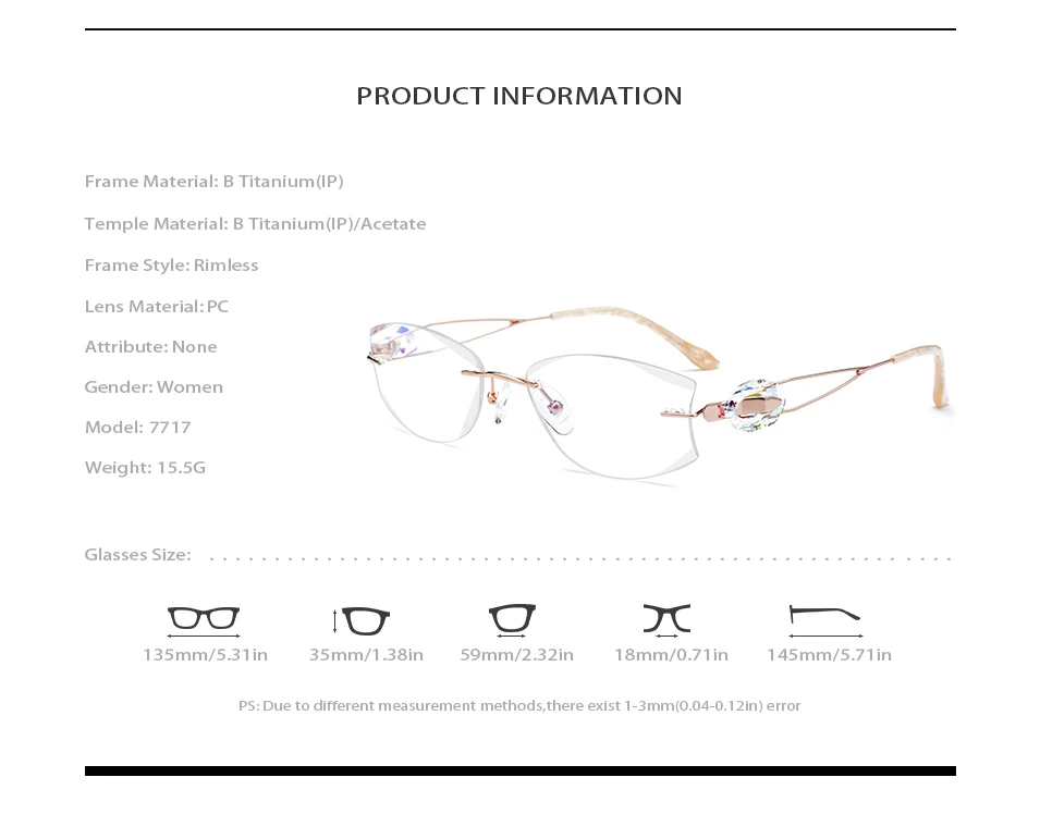 B проволока титановая оправа для очков женские Роскошные Алмазные обрезные женские бескаркасные оптические очки без оправы женские очки 7717