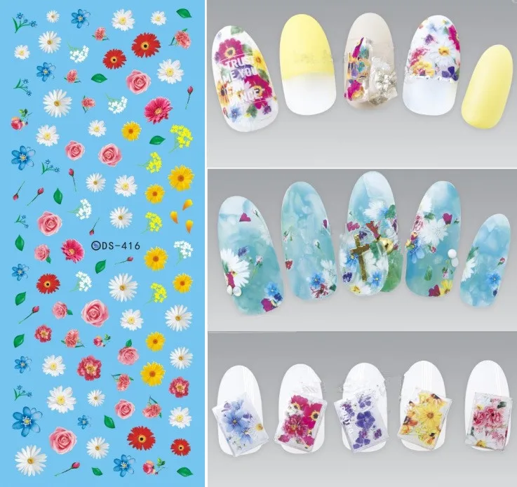 

Florals Patterns! Nails Art Manicure Water Decal Decorations Design Water Transfer Nail Sticker For Nails Tips Beauty