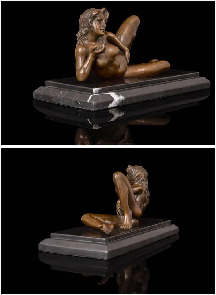ATLIE бронзы Западная скульптура s эротическое Искушение скульптура бронзовая женщина Искусство антиквариат Обнаженная Статуэтка домашний декор