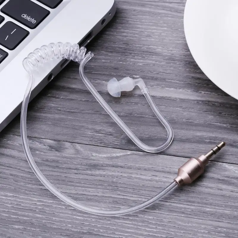 모노 3.5mm 소프트 에어 어쿠스틱 튜브 이어폰 스테레오, 방사선 방지 이어폰 헤드셋, 무선 블루투스 클립 장치