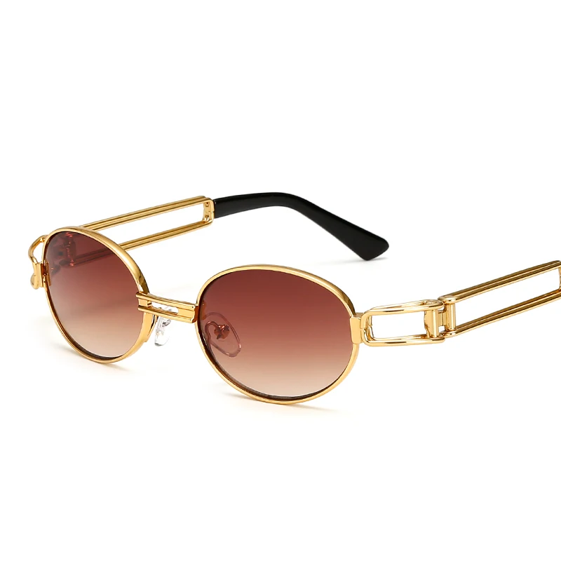 Хип-хоп ретро маленькие круглые солнцезащитные очки Женские винтажные стимпанк Солнцезащитные очки мужские золотые солнцезащитные очки для женщин оправа очки Oculo - Цвет линз: JY004K C3