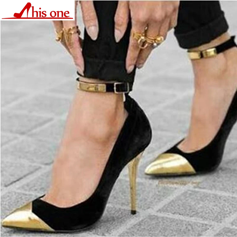 

2019 new Women Pointed Toe Flock Pumps Curve Super High heels Party Fashion Buckle Strap Vintage Shoes Ladies Heels