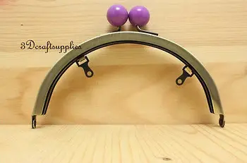 

metal purse frame glue on clasp clip half anti bronze 6 inch AB94K