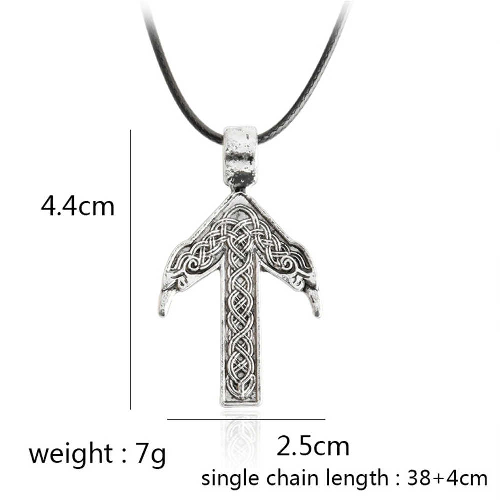 Ожерелье ностальгическое Viking Скандинавское TIWAZ Rune Raven Amulet Norse Runes Tribal Silve мужские и