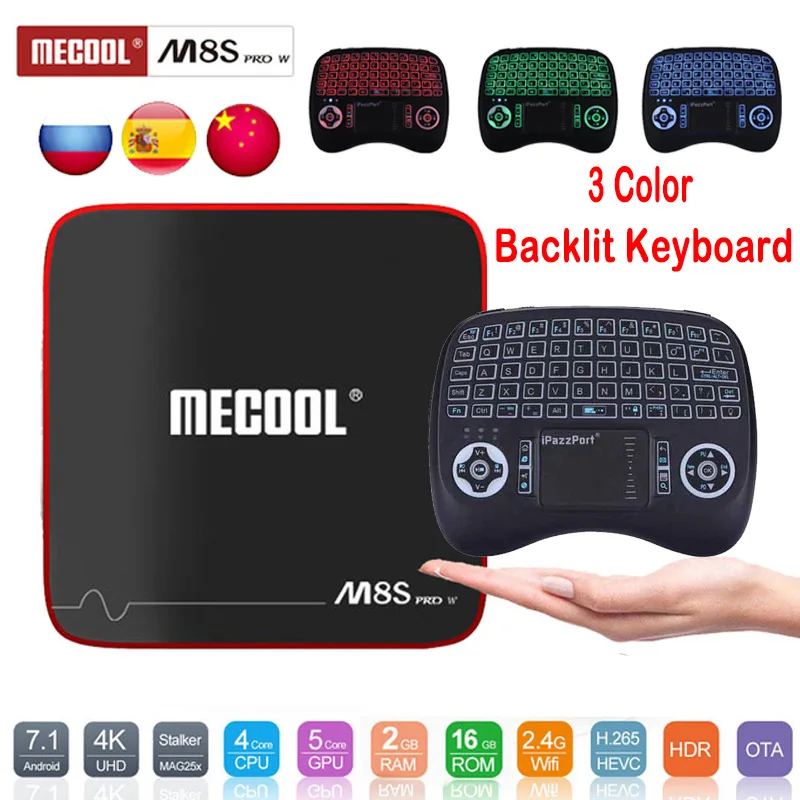 ТВ приставка MECOOL M8S PRO W Android 7 1 четырехъядерный процессор Amlogic S905W ГБ 2 Гб ОЗУ DDR3 8 16