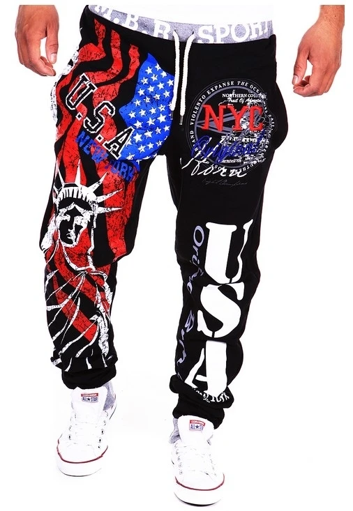 Мужские брюки с цифровым принтом американский флаг свободная богиня печать мужские модные повседневные брюки