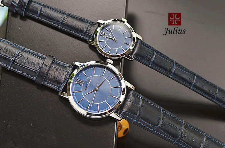 Julius женские часы мужские Пара часы Япония кварцевые часы Простой бизнес кожаный браслет День рождения любителей мальчик девочка подарок