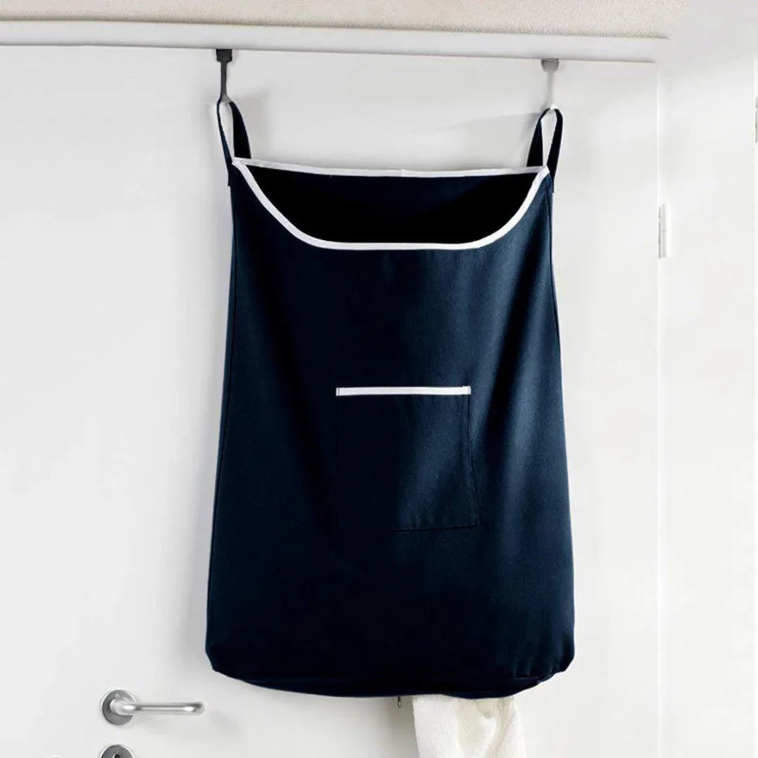 Hanging Laundry Bag Hamper Door Behind Washing Clothes Storage Basket W/2 Hanger Organizer Laundry Bag for Clothes