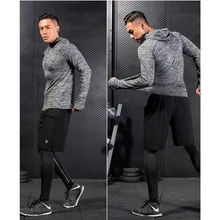 Новое поступление мужская куртка плотная гибкая с длинным рукавом фитнес с капюшоном куртки Large большой код мужская верхняя спортивная одежда