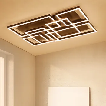 

Matte Black Metal Lustre Led Chandeliers Rectangle Acrylic Ceiling Chandelier For Living Room Luminarias Lamparas Lighting